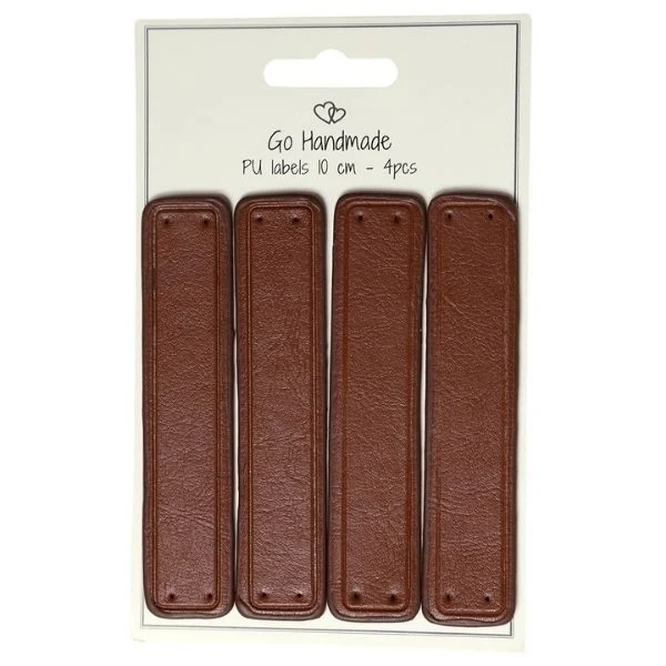 Go Handmade Læderlabels 10 x 2 cm (4 stk) Brun