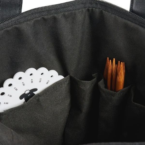 Skuldertaske til garn, sort