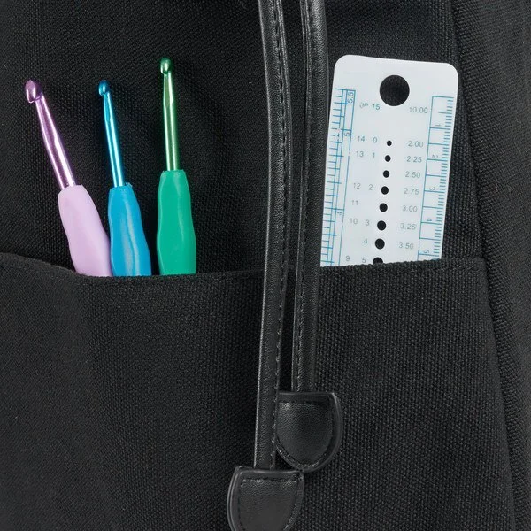 Garntaske med skulderrem, sort