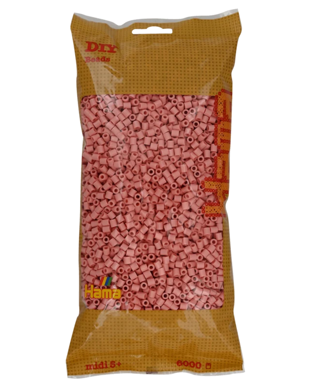 Hama Midi Perler, Ensfarvet, 6000 stk 205-26 Mat rosa