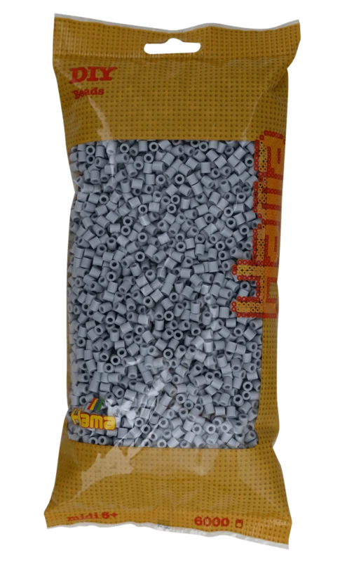 Hama Midi Perler, Ensfarvet, 6000 stk 205-70 Lys grå