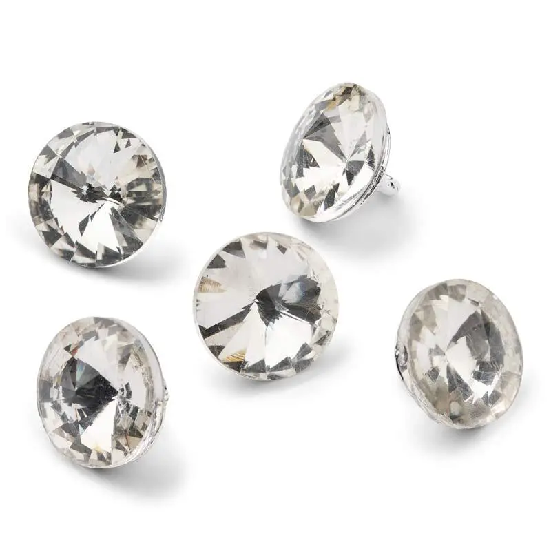 HobbyArts Krystalknapper, Hvid, 14 mm, 5 stk