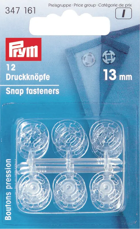 Prym Tryklåse, Transparent, 7-15mm