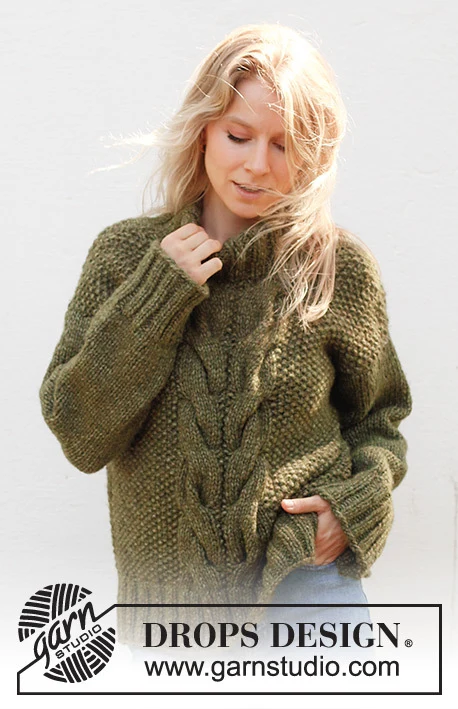 244-32 Moss Vine Sweater by DROPS Design