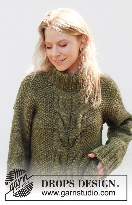 244-32 Moss Vine Sweater by DROPS Design