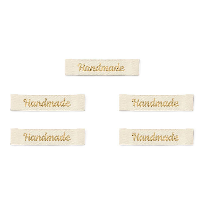 LindeHobby Handmade Label, Lang Natur, guld, Magnolia Script