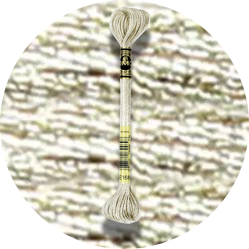 DMC Mouliné Light Effects E168 Metallisk bymus Grå