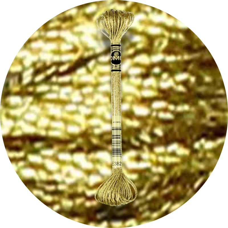 DMC Mouliné Light Effects E3821 Metallisk mango