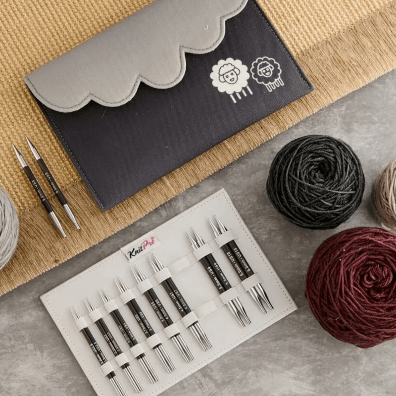 KnitPro Karbonz Special Udskiftelige Rundpindesæt, Deluxe, 10 cm