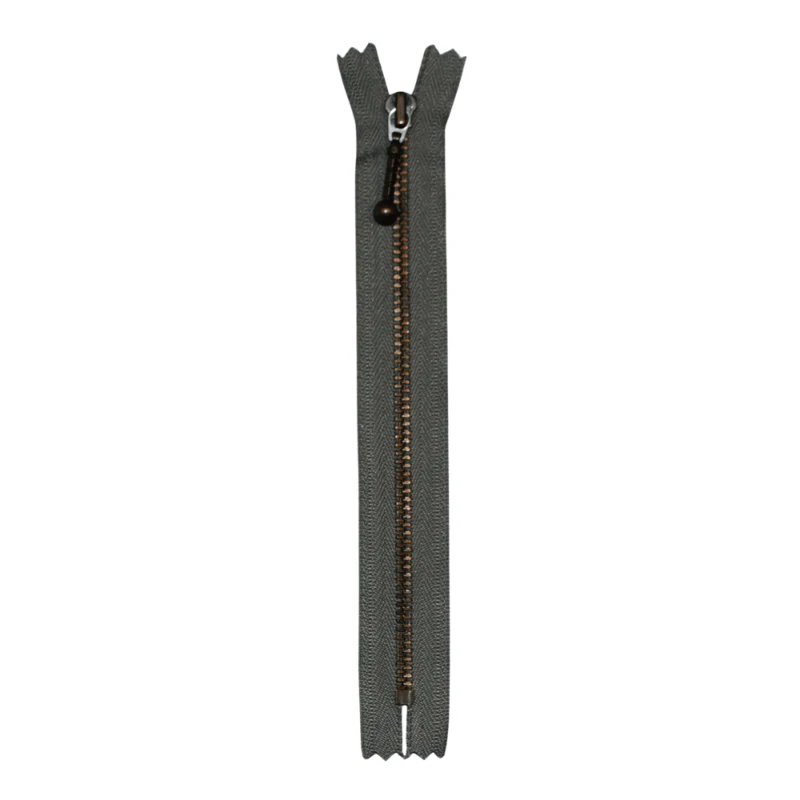 YKK Fast Lynlås Antik Messing 4 mm 23 cm 135 Mellem grå