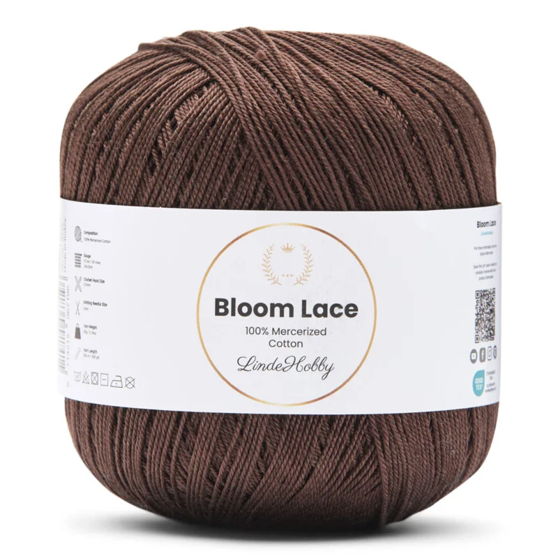 LindeHobby Bloom Lace Mercerized Cotton 08 Mørkebrun