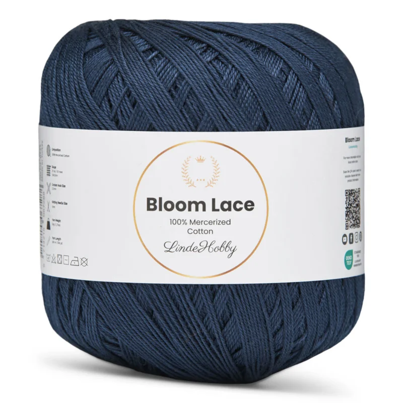 LindeHobby Bloom Lace Mercerized Cotton 17 Marineblå