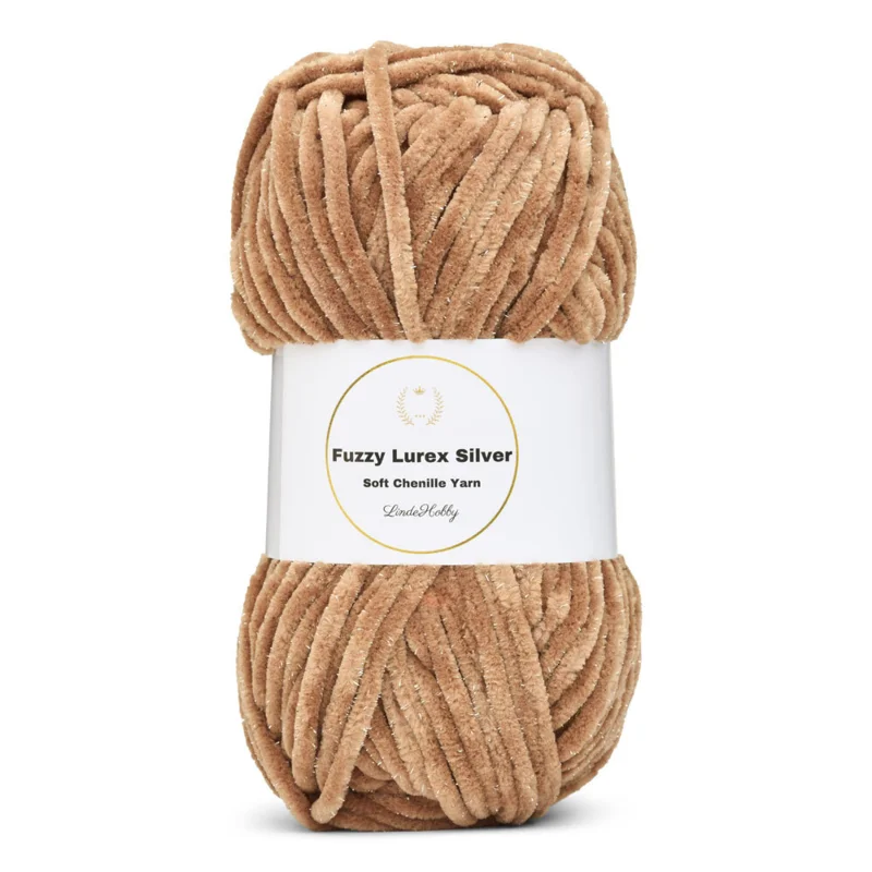 LindeHobby Fuzzy Chenille Silver Lurex 22 Nescafe