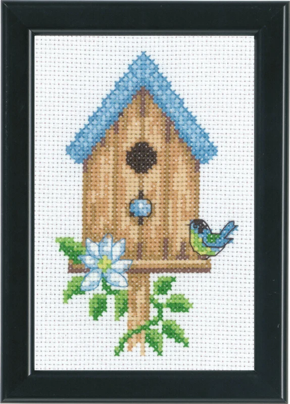 Broderikit Fuglehuse Beige 9 x 14 cm