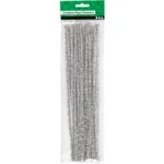 Chenille, 6mm, 30cm, 24stk Sølv