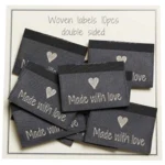 Go Handmade Vævet Label, Dobbeltsidet, Grå, 35 x 19 mm, 10 stk Made with love