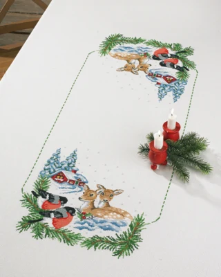 Broderikit Rådyr & Dompapper 140 x 230 cm
