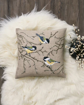 Broderikit Musvitter 40 x 40 cm