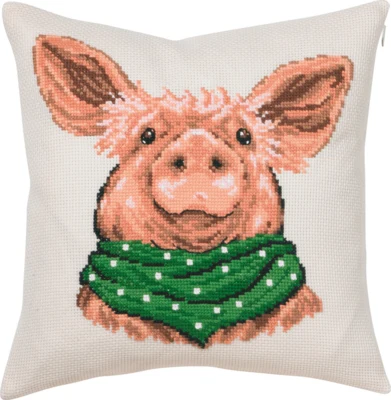 Broderikit Den glade gris 40x40 cm