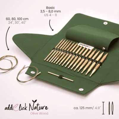 Addi Click Nature Olive Rundpindesæt