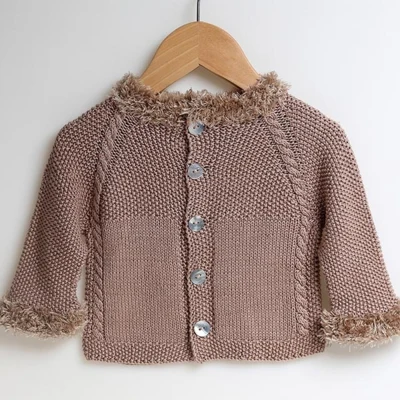 Go Handmade Cardigan Fur Moss Stitch