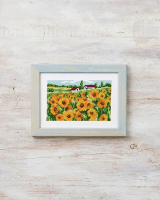 Broderikit Solsikkemark 18 x 13 cm